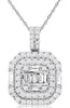 .75CT DIAMOND 14KT WHTE GOLD 3D ROUND & BAGUETTE OCTAGON FUN FLOATING PENDANT