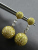 LARGE 7.28CT WHITE & FANCY YELLOW DIAMOND 18KT 2 TONE GOLD BALL HANGING EARRINGS
