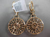 ANTIQUE 3.49CT DIAMOND 18KT ROSE GOLD FLORAL SNOWFLAKE HANGING EARRINGS