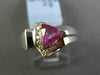 ESTATE .95CT DIAMOND & AAA PINK SAPPHIRE 14K WHITE GOLD TRILLION ENGAGEMENT RING
