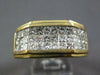 WIDE 2.06CT DIAMOND 14KT YELLOW GOLD CLASSIC 3 ROW PRINCESS INVISIBLE MENS RING