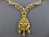 LARGE 27.42CT MULTI COLOR DIAMOND 18KT TRI COLOR GOLD MULTI LEAF TENNIS NECKLACE
