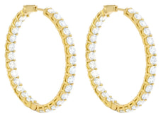 ESTATE 10.3CT DIAMOND 18KT YELLOW GOLD SHARED PRONG INSIDE OUT HANGING EARRINGS