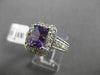 ESTATE 2.60CT DIAMOND & AAA AMETHYST 14K WHITE HALO DESIGN FILIGREE EMERALD RING