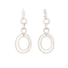 LARGE 2.43CT DIAMOND 18KT WHITE GOLD DOUBLE OVAL INFINITY FUN HANGING EARRINGS