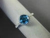 ESTATE 1.29CT DIAMOND & AAA BLUE TOPAZ 14KT WHITE GOLD 3D CUSHION FUN LOVE RING