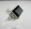 ANTIQUE RECTANGULAR 36.40CT BLACK ONYX DIAMOND 18K RING