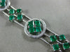 ESTATE WIDE 9.06CT DIAMOND & AAA EMERALD 18KT WHITE GOLD 3D HALO TENNIS BRACELET