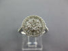 WIDE 1.0CT DIAMOND 14KT WHITE GOLD 3D ROUND & BAGUETTE CLUSTER FLOWER LOVE RING