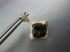 4.27CT DIAMOND & AAA SMOKY TOPAZ 14K YELLOW GOLD CUSHION FLOWER HANGING EARRINGS