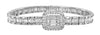 LARGE 7.35CT DIAMOND 18KT WHITE GOLD 3D ROUND & BAGUETTE CLUSTER TENNIS BRACELET
