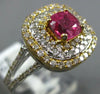 ESTATE WIDE 1.64CT DIAMOND & AAA SAPPHIRE 14K 2 TONE GOLD SQUARE ENGAGEMENT RING