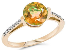 1.82CT DIAMOND & AAA CITRINE 14KT ROSE GOLD 3D SHARED PRONG SOLITAIRE LOVE RING