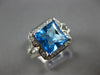 LARGE 3.5CT DIAMOND & AAA BLUE TOPAZ 14KT WHITE GOLD HALO FRIENDSHIP LOVE RING