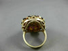 ANTIQUE LARGE 5CT AAA ROUND GARNET 14K YELLOW GOLD HANDCRAFTED FLOWER RING 21926