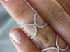 ESTATE WIDE .16CT DIAMOND 14KT WHITE GOLD 3D DOUBLE SEMICIRCLE CHAIN FUN RING