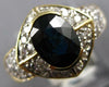 2.07CT DIAMOND & AAA SAPPHIRE 14K YELLOW GOLD 3D OVAL SEMI BEZEL ENGAGEMENT RING
