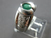 WIDE .55CT DIAMOND & AAA EMERALD 18KT WHITE GOLD 3D OVAL BEZEL MENS PINKY RING