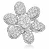 ESTATE LARGE 1.83CT DIAMOND 18K WHITE GOLD 3D CLUSTER MULTI OVAL FLOWER FUN RING