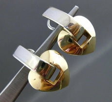 ESTATE 14KT WHITE & YELLOW GOLD HEART HANGING CLIP ON EARRINGS BEAUTIFUL! #22561