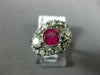 ANTIQUE WIDE 2.04CT DIAMOND & AAA RUBY PLATINUM 3D THREE STONE ANNIVERSARY RING