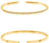 ESTATE .31CT DIAMOND 14KT YELLOW GOLD 3D ROUND CLASSIC BAR CUFF BANGLE BRACELET
