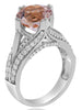 LARGE 4.23CT DIAMOND & AAA MORGANITE 18KT WHITE GOLD 3D 6 PRONG ENGAGEMENT RING