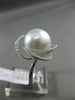 ESTATE LARGE .36CT DIAMOND 14KT WHITE GOLD 3D SOUTH SEA PEARL OPEN FLOWER RING
