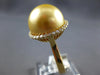 EXTRA LARGE .44CT DIAMOND & AAA GOLDEN SOUTH SEA PEARL 18K YELLOW GOLD HALO RING