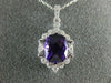ESTATE 1.96CT DIAMOND & AAA AMETHYST 14K WHITE GOLD CUSHION CUT FILIGREE PENDANT