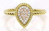 .16CT WHITE & PINK DIAMOND 14KT TRI COLOR GOLD 3D CLUSTER PEAR SHAPE ROPE RING