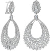 LARGE 5.0CT DIAMOND 18K WHITE GOLD MULTI ROW FILIGREE CLASSIC TEAR DROP EARRINGS