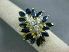 ESTATE LARGE 3.40CT DIAMOND & AAA SAPPHIRE 14K 2 TONE GOLD 3D FLOWER RING 20815