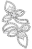 LARGE 2.19CT DIAMOND 18KT WHITE GOLD 3D ROUND & MARQUISE FLOWER CRISS CROSS RING
