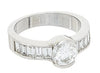 2.52CT DIAMOND 14KT WHITE GOLD 3D ROUND & BAGUETTE SEMI BEZEL ENGAGEMENT RING