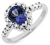 Estate 1.55Ct Diamond & AAA Tanzanite 14K White Gold Pear Shape & Round Engagement Ring