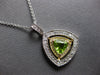 LARGE 1.15CT DIAMOND & AAA PERIDOT 14KT 2 TONE GOLD 3D TRILLION FLOATING PENDANT