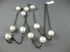 ESTATE LARGE & LONG 18KT WHITE GOLD 3D PEARL & BLACK SPINAL BY THE YARD NECKLACE