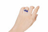 WIDE 1.38CT DIAMOND BLUE ENAMEL 18K 2 TONE GOLD MOON & STAR ETOILE ETERNITY RING