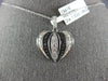 ESTATE 1.33CT WHITE & BLACK DIAMOND 18KT WHITE GOLD 3D PUFF HEART PENDANT