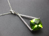 LARGE 3.92CT DIAMOND & AAA PERIDOT 14KT WHITE GOLD 3D CUSHION & ROUND PENDANT