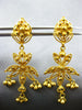 ANTIQUE 22KT YELLOW GOLD HANDCRAFTED FLOWER FILIGREE CHANDELIER HANGING EARRINGS