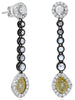 LARGE 2.13CT WHITE ROSE & ICE DIAMOND 18KT WHITE & BLACK GOLD TEAR DROP EARRINGS