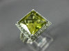 EXTRA LARGE 4.60CT DIAMOND & AAA GREEN AMETHYST 14KT WHITE GOLD 3D PRINCESS RING