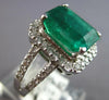 LARGE 4.46CT DIAMOND & AAA EMERALD 18KT WHITE GOLD EMERALD CUT ENGAGEMENT RING