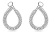 3.21CT DIAMOND 18KT WHITE GOLD 3D 3 ROW TEAR DROP SIDEWAYS HOOP HANGING EARRINGS