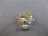 ESTATE WIDE .41CT DIAMOND 14K 2 TONE GOLD ROUND DOUBLE CLOVER FLEXIBLE LOVE RING