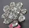 ESTATE EXTRA LARGE 3.12CT DIAMOND 18KT WHITE GOLD MULTI SHAPE SQUARE FLOWER RING