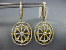 ESTATE LARGE 1.74CT DIAMOND 18KT YELLOW GOLD OVAL OPEN FILIGREE HANGING EARRINGS