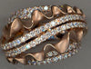 ESTATE LARGE 2.5CT DIAMOND 18KT ROSE GOLD 3D MULTI ROW DOUBLE WAVE FUN RING
